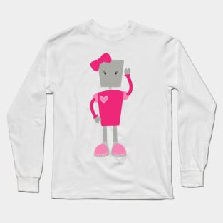 Cute Robot, Funny Robot, Girl Robot, Pink Robot Long Sleeve T-Shirt